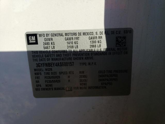 3GYFNBEY4AS600157 - 2010 CADILLAC SRX PERFORMANCE COLLECTION Ақ фото 13