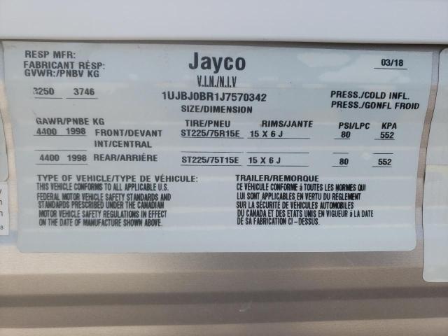 1UJBJ0BR1J7570342 - 2018 JAYCO JAY FLIGHT WHITE photo 10