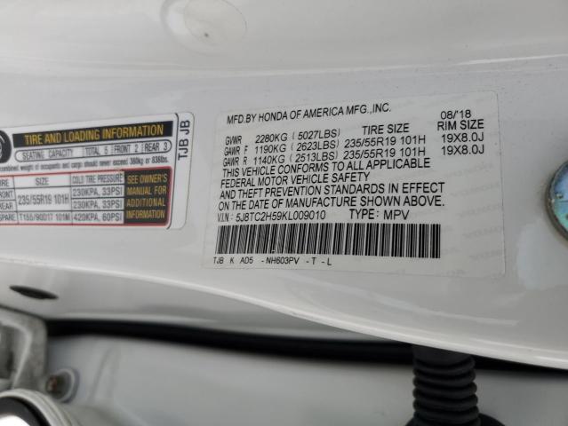 5J8TC2H59KL009010 - 2019 ACURA RDX TECHNOLOGY Weiß Foto 13