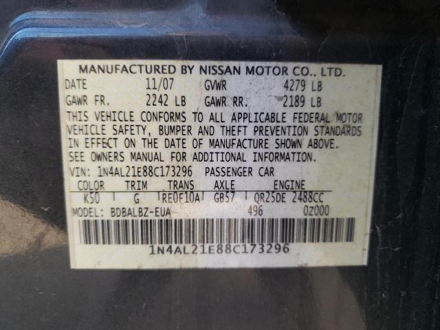 1N4AL21E88C173296 - 2008 NISSAN ALTIMA 2.5 GRAY photo 12