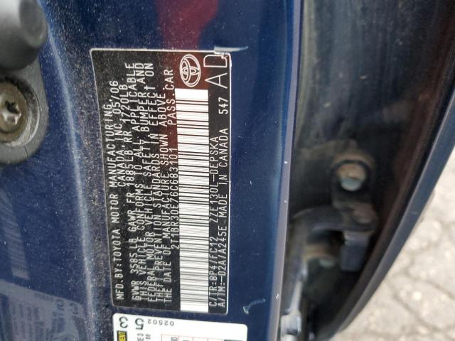 2T1BR30E76C683101 - 2006 TOYOTA COROLLA CE BLUE photo 12