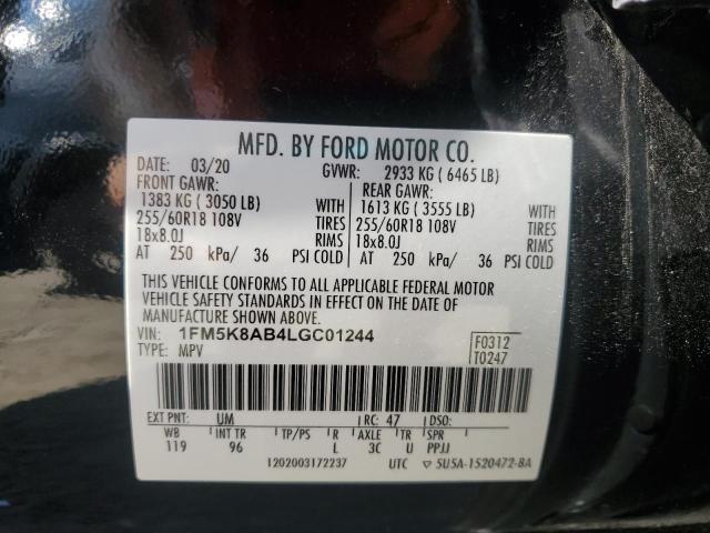 1FM5K8AB4LGC01244 - 2020 FORD EXPLORER POLICE INTERCEPTOR BLACK photo 13