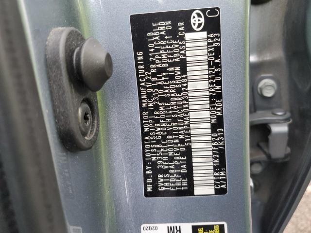 5YFEPMAE0NP302484 - 2022 TOYOTA COROLLA LE BLUE photo 12