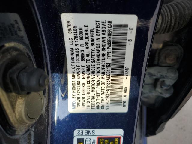 19XFA1F86AE004153 - 2010 HONDA CIVIC EX 蓝色 照片 12