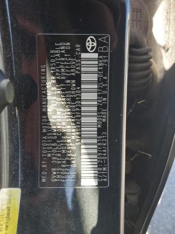 5YFBURHE0FP301304 - 2015 TOYOTA COROLLA L BLACK photo 12