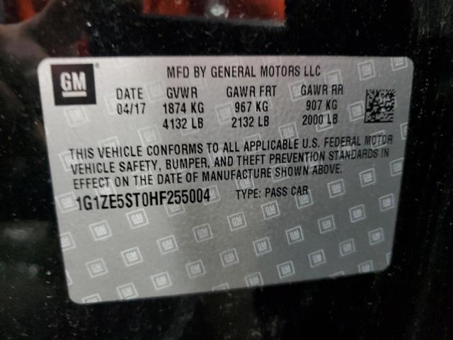 1G1ZE5ST0HF255004 - 2017 CHEVROLET MALIBU LT შავი ფოტო 12