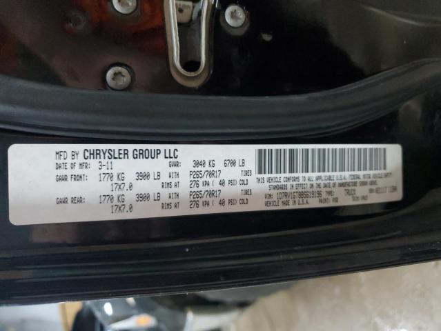 1D7RV1GT8BS619196 - 2011 DODGE RAM 1500 BLACK photo 12