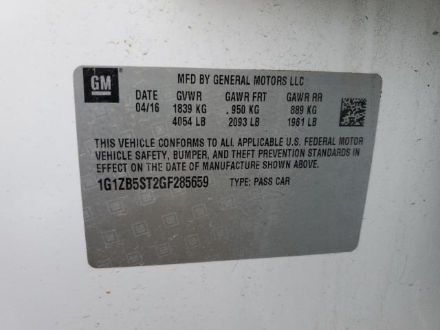 1G1ZB5ST2GF285659 - 2016 CHEVROLET MALIBU LS 白色 照片 12