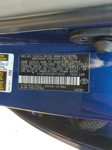 4T4BF3EK2BR110340 - 2011 TOYOTA CAMRY BASE Niebieski zdjęcie 12