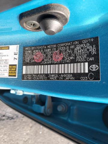 JTDKARFP6K3112740 - 2019 TOYOTA PRIUS PRIM 青绿色 照片 12