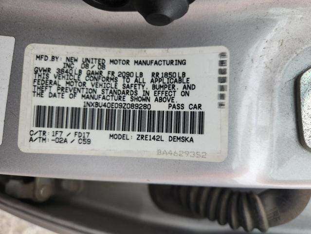 1NXBU40E09Z089280 - 2009 TOYOTA COROLLA BASE فضي صورة 12