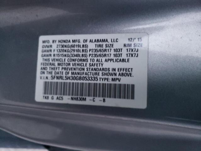 5FNRL5H30GB053335 - 2016 HONDA ODYSSEY SE GRAY photo 13