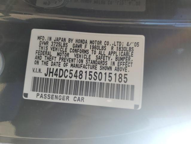 JH4DC54815S015185 - 2005 ACURA RSX BLACK photo 12