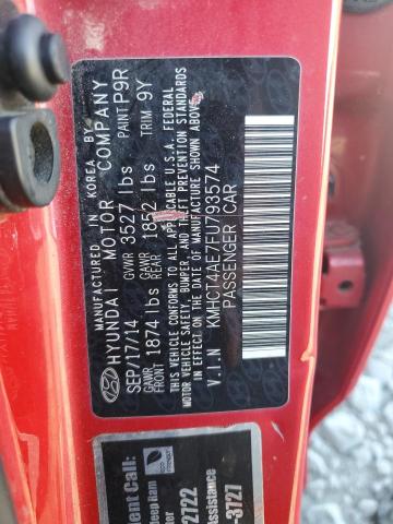 KMHCT4AE7FU793574 - 2015 HYUNDAI ACCENT GLS RED photo 12