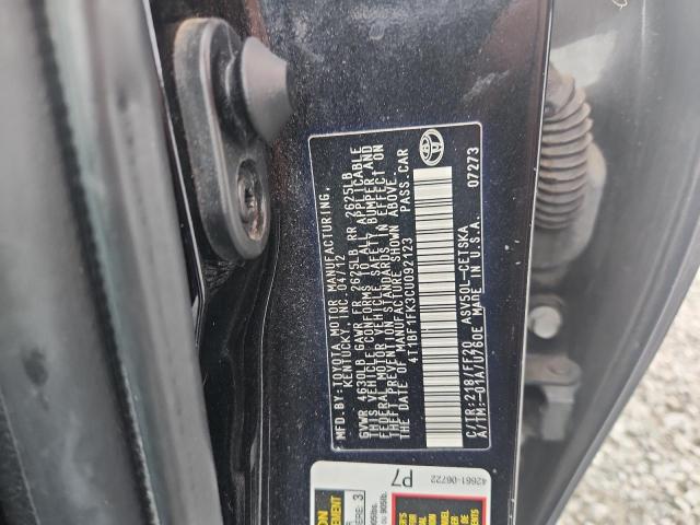 4T1BF1FK3CU092123 - 2012 TOYOTA CAMRY BASE Чорний фото 12