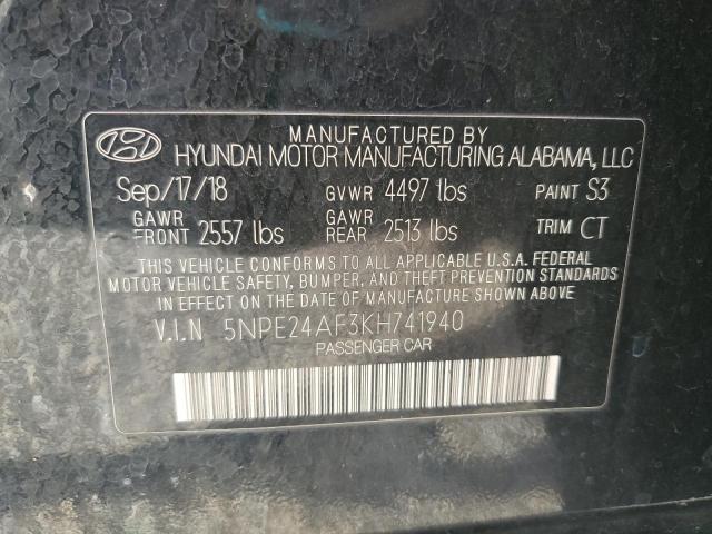 5NPE24AF3KH741940 - 2019 HYUNDAI SONATA SE Schwarz Foto 12