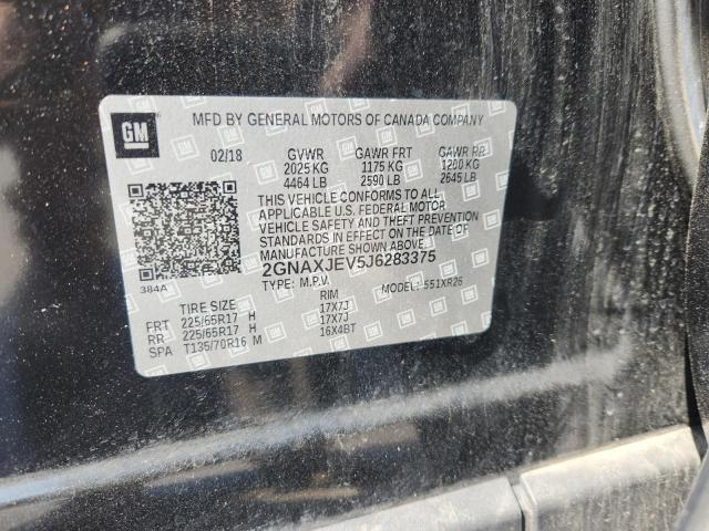 2GNAXJEV5J6283375 - 2018 CHEVROLET EQUINOX LT BLACK photo 13
