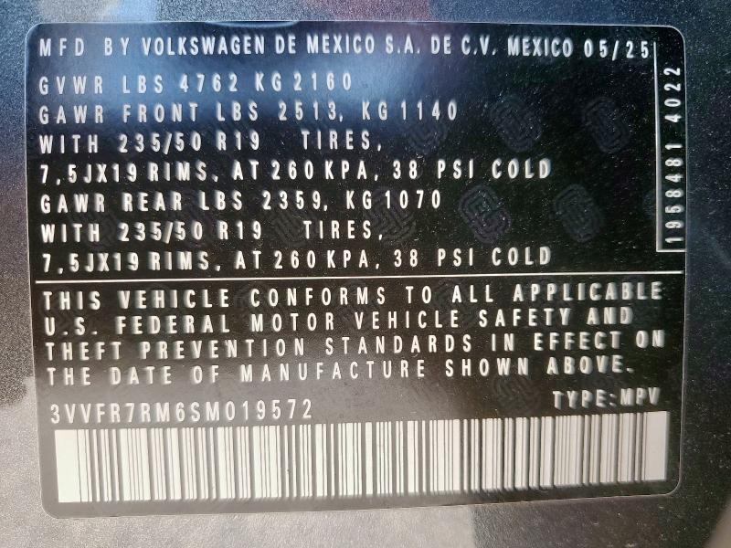 3VVFR7RM6SM019572 - 2025 VOLKSWAGEN TIGUAN SE GRAY photo 13