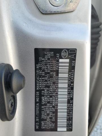 2T1BU4EE3AC403020 - 2010 TOYOTA COROLLA BASE SILVER photo 12
