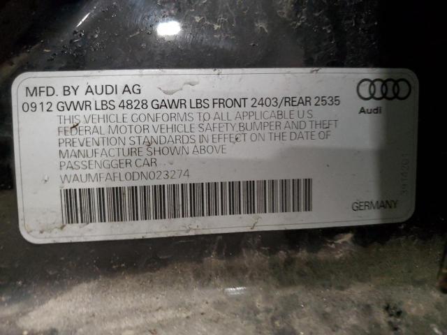 WAUMFAFL0DN023274 - 2013 AUDI A4 PRESTIGE BLACK photo 13