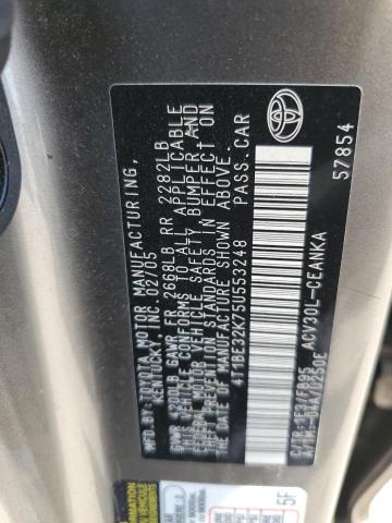 4T1BE32K75U553248 - 2005 TOYOTA CAMRY LE GRAY photo 12