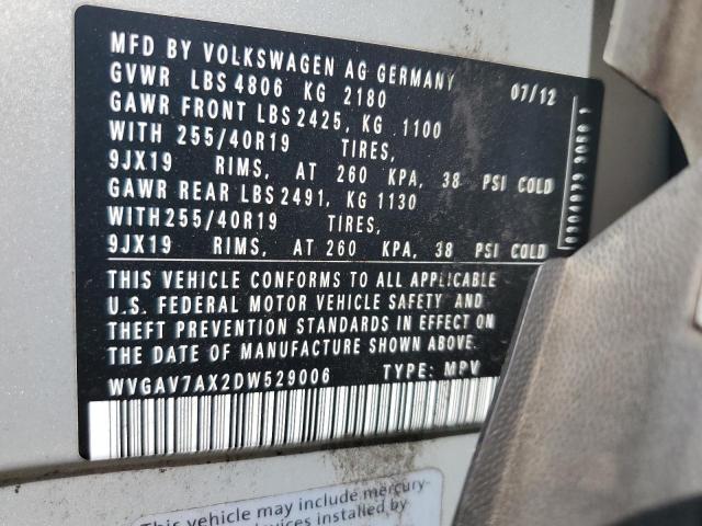 WVGAV7AX2DW529006 - 2013 VOLKSWAGEN TIGUAN S 银色 照片 13
