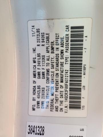1HGCR3F86FA012742 - 2015 HONDA ACCORD EXL WHITE photo 12