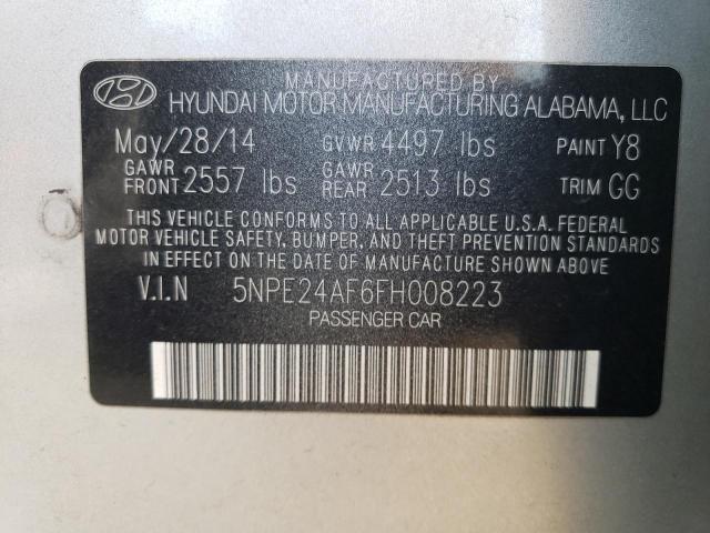 5NPE24AF6FH008223 - 2015 HYUNDAI SONATA SE SILVER photo 13