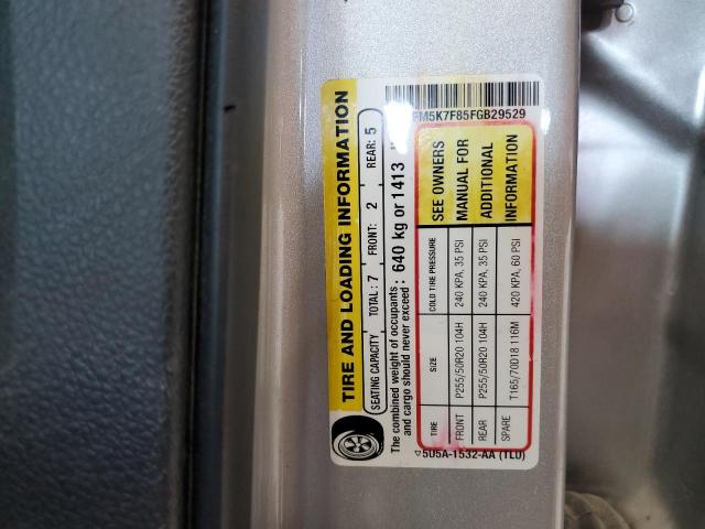 1FM5K7F85FGB29529 - 2015 FORD EXPLORER LIMITED SILVER photo 13