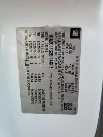 1GAZG1FG2E1114315 - 2014 CHEVROLET EXPRESS G3 LT 白色 照片 13