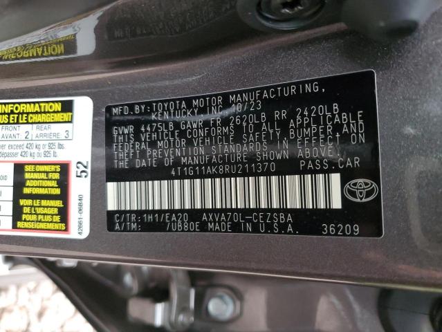 4T1G11AK8RU211370 - 2024 TOYOTA CAMRY SE NIGHT SHADE GRAY photo 12