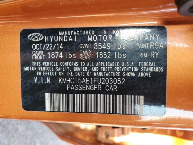 KMHCT5AE1FU203052 - 2015 HYUNDAI ACCENT GS 橙色 照片 13