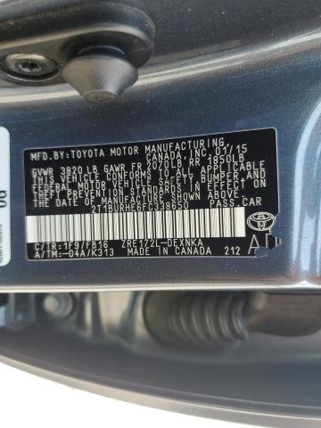 2T1BURHE6FC338650 - 2015 TOYOTA COROLLA L 蓝色 照片 12