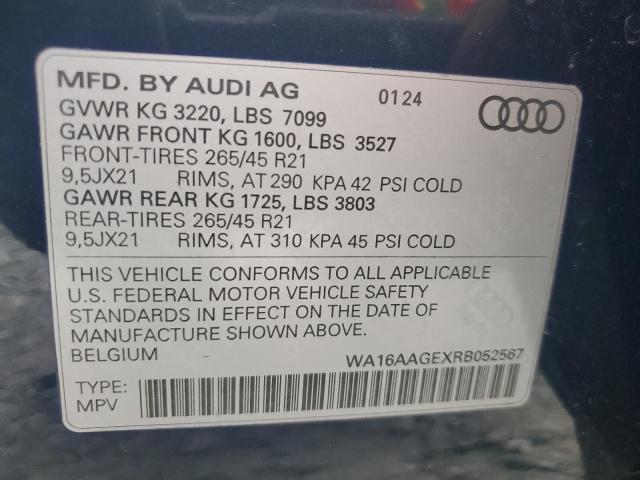 WA16AAGEXRB052567 - 2024 AUDI Q8 E-TRON PRESTIGE BLUE photo 13