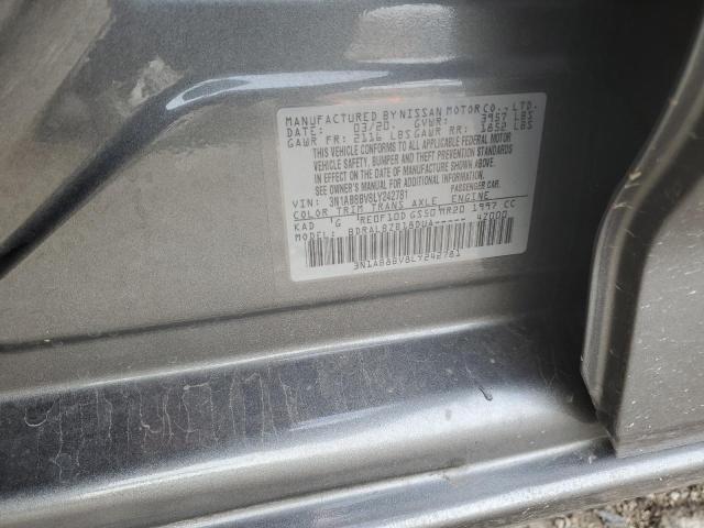 3N1AB8BV8LY242781 - 2020 NISSAN SENTRA S GRAY photo 12