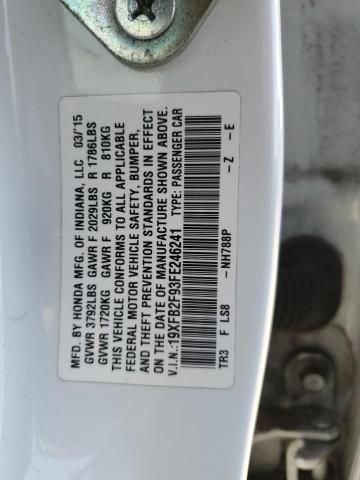 19XFB2F93FE246241 - 2015 HONDA CIVIC EXL თეთრი ფოტო 12