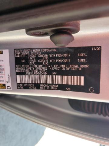 JTEEU5JR2M5234584 - 2021 TOYOTA 4RUNNER SR5 ვერცხლისფერი ფოტო 13