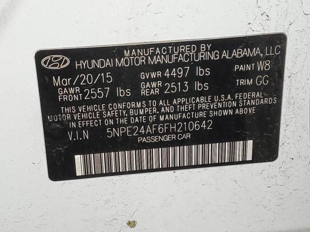 5NPE24AF6FH210642 - 2015 HYUNDAI SONATA SE WHITE photo 12