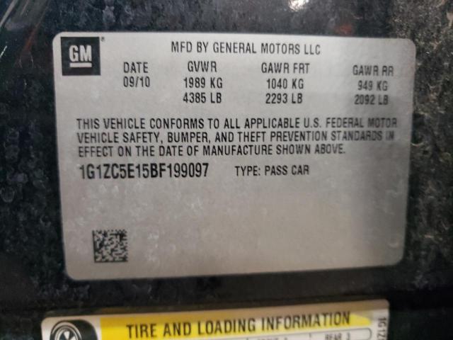 1G1ZC5E15BF199097 - 2011 CHEVROLET MALIBU 1LT Қара фото 12