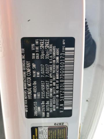 5XYZU3LB7DG060173 - 2013 HYUNDAI SANTA FE S WHITE photo 12