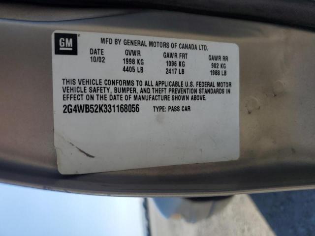 2G4WB52K331168056 - 2003 BUICK REGAL LS ოქროსფერი ფოტო 12