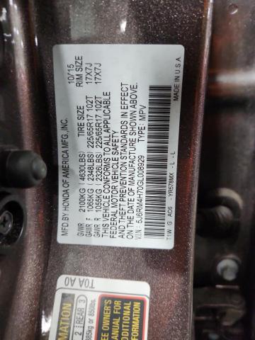 5J6RM4H70GL008929 - 2016 HONDA CR-V EXL TAN photo 14