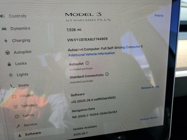 5YJ3E1EA8LF744909 - 2020 TESLA MODEL 3 Blanc photo 9