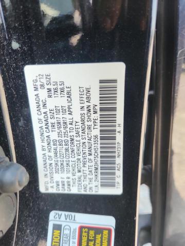 2HKRM3H75CH513556 - 2012 HONDA CR-V EXL BLACK photo 13