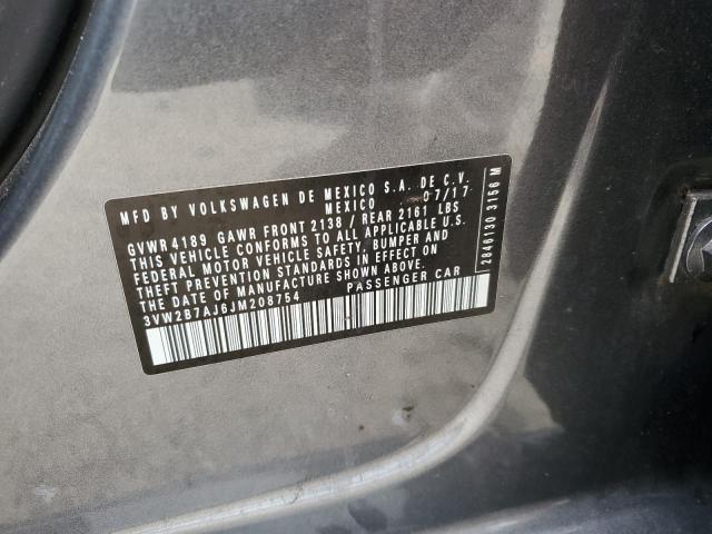 3VW2B7AJ6JM208754 - 2018 VOLKSWAGEN JETTA S Сұр фото 13