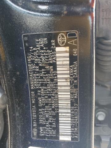 2T1BURHE2EC218410 - 2014 TOYOTA COROLLA L BLACK photo 12