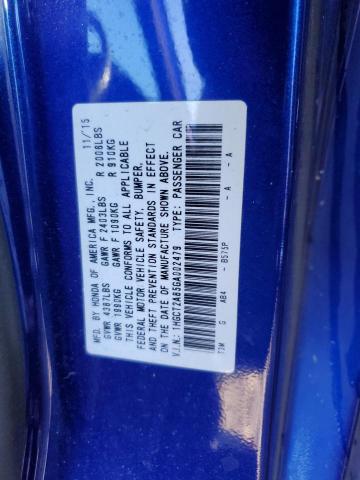 1HGCT2A85GA002479 - 2016 HONDA ACCORD EXL BLUE photo 12