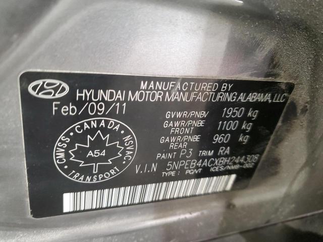 5NPEB4ACXBH244308 - 2011 HYUNDAI SONATA GLS GRAY photo 13