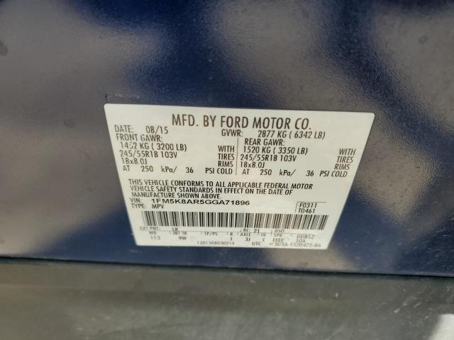 1FM5K8AR5GGA71896 - 2016 FORD EXPLORER POLICE INTERCEPTOR 蓝色 照片 13