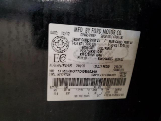 1FM5K8GT7DGB85249 - 2013 FORD EXPLORER SPORT შავი ფოტო 13